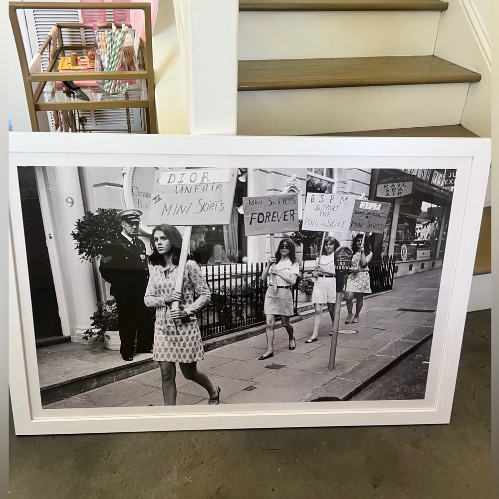 “Mini skirts forever”black-and-white print. 24x36. Frame not included.